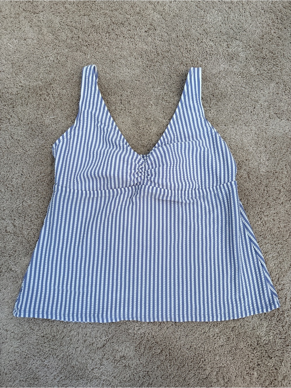 Draper James Light Blue and White Striped Swim Tankini Top